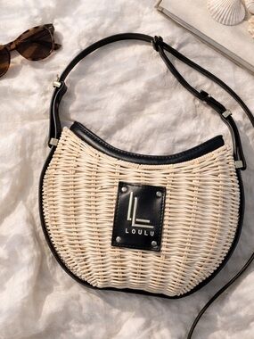 Loulou Bags Woven Wicker Shoulder Bag w/ Crossbody Strap – Black & Tan NWT